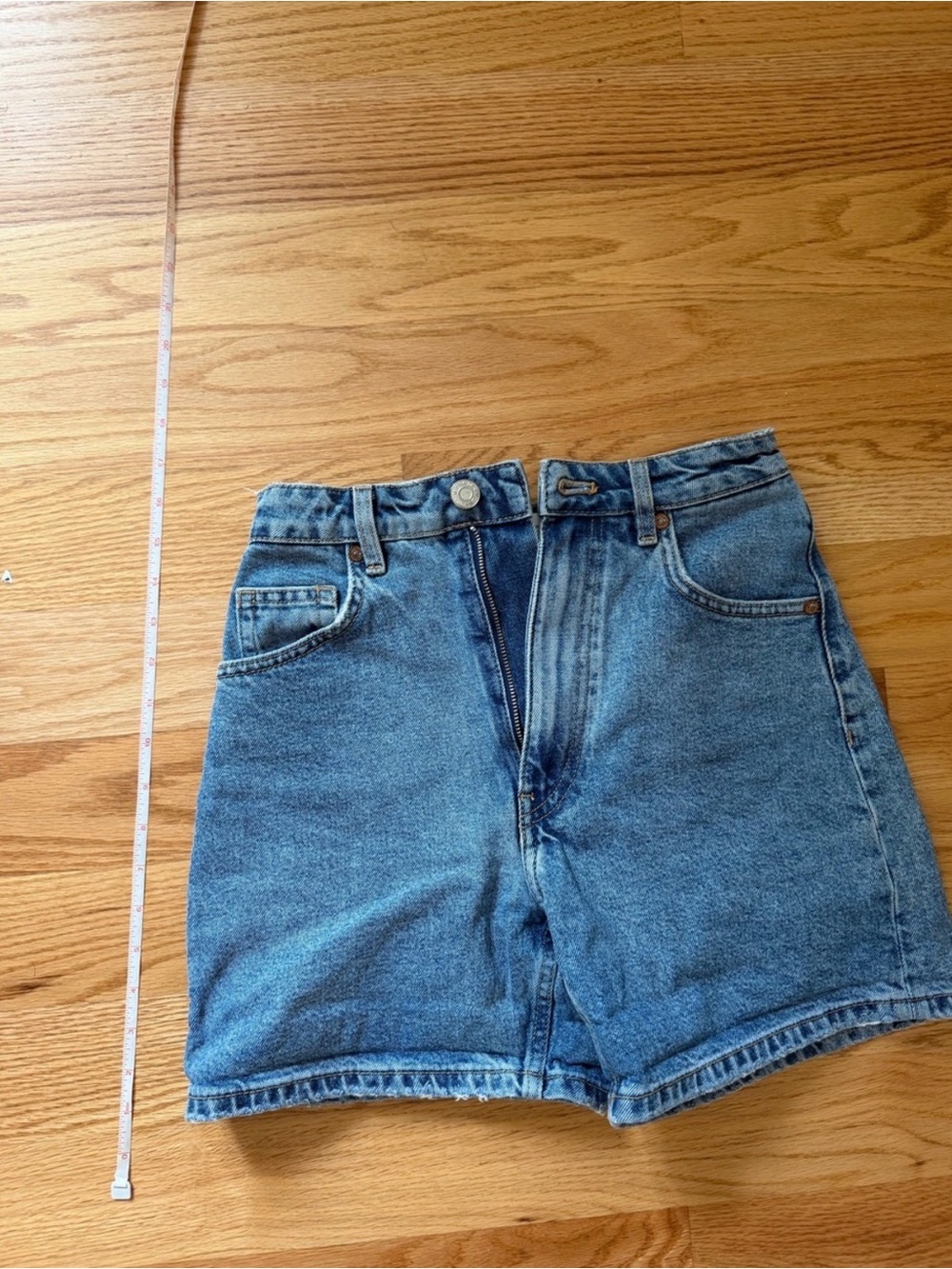 Zara 90s Blue High-Waist Denim Jean Shorts